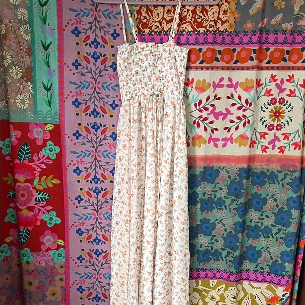 JUSTIFY Polyester Blue & Orange Floral Maxi Dress Size Juniors Small - Picture 4 of 7